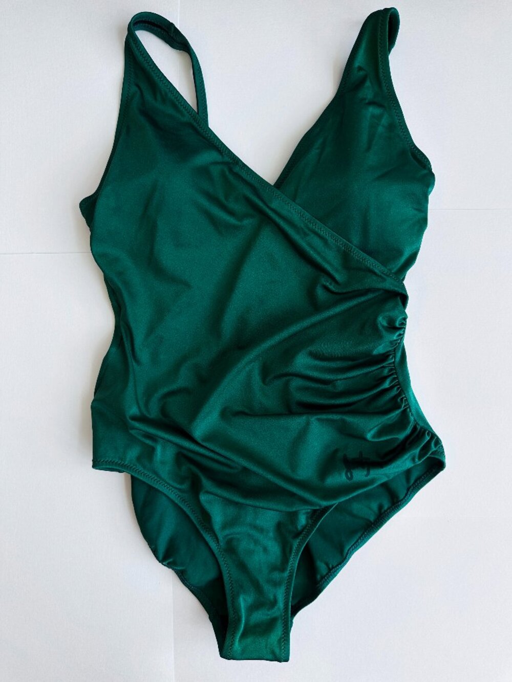 Emerald Green Wrap One Piece Swimsuit Chlorine Resistant